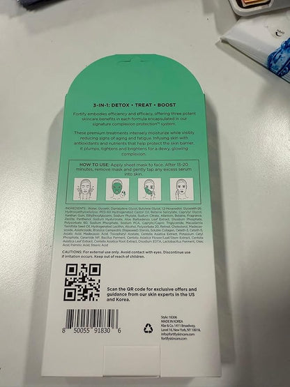 Face Mask with Retinol and Collagen - Dermatologist Tested, Anti Aging - Firming & Barrier Protecting - 3-in-1: Detox - Treat- Boost - Clean Beauty, Korean Skin Care, 10 Sheet Masks