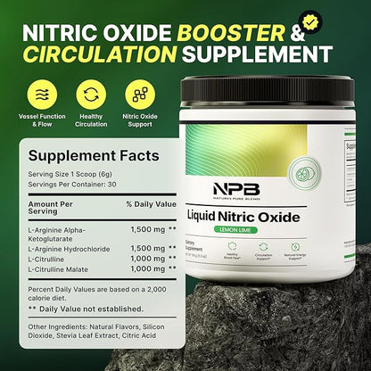 Nature's Pure Blend Liquid Nitric Oxide Supplements for Men ??L-Arginine Powder ??Nitric Oxide Booster & Circulation Supplement ??Blood Flow Support, L Arginine and L Citrulline ??5000 MG