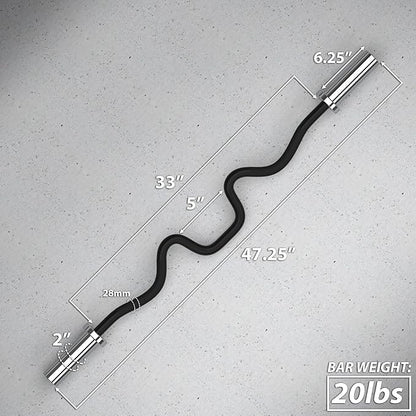 Synergee Commercial Super EZ Curl Olympic Bar Chrome, Black Phosphate and Red with Powder Coated Brass Bushings Excellent for Bicep Curls and Triceps Extensions