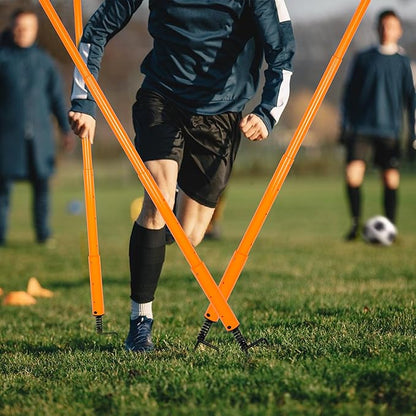 Hikeen Telescopic Length Soccer Poles Fixed & Collapsible Options Agility Training Hurdles and Football Obstacle for Teenager Soccer Training Outdoor Sports Speed Training Equipment