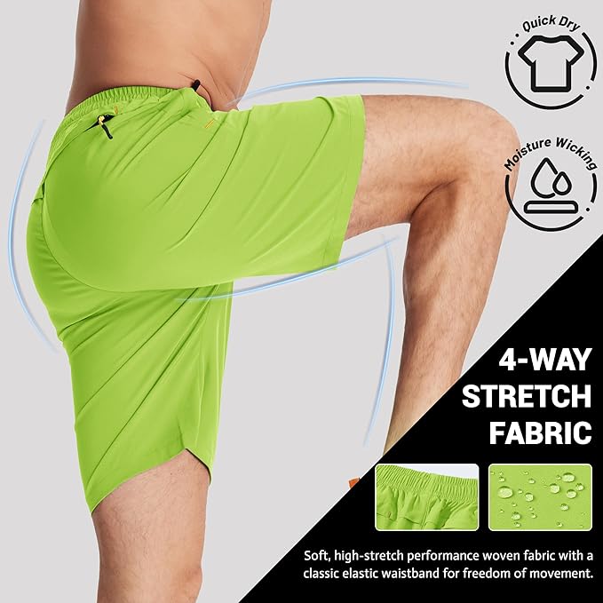 TACVASEN Men's Running Athletic Shorts 9" Quick Dry Workout Gym Shorts Lightweight Summer Shorts 3 Zipper Pockets