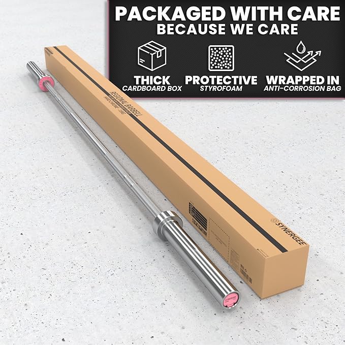 Synergee Regional Olympic 20kg Men’s and 15kg Women’s Hard Chrome & Black Phosphate Barbells. Rated 1500lbs for Weightlifting and Powerlifting.