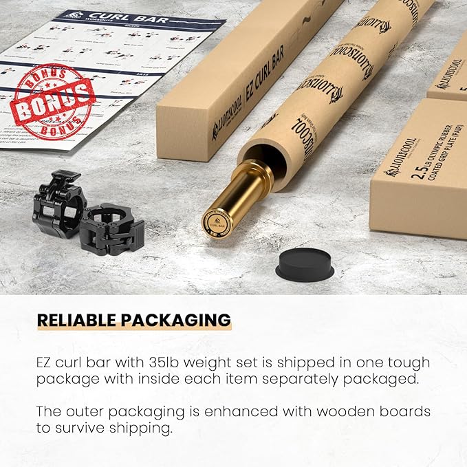 LIONSCOOL Premium 4ft/4.9ft/6ft Barbell for Strength Training and Olympic Weightlifting, 2 Inch Bar for Squats, Curls, Deadlifts, Presses, Hip Thrusts, 350lbs/500lbs/700lbs Weight Capacity