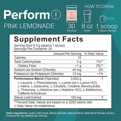 ??Perform Pre-Workout Powder with EAAs, Stevia-Sweetened Energy Support for Men & Women ??Pink Lemonade (6.7 oz)