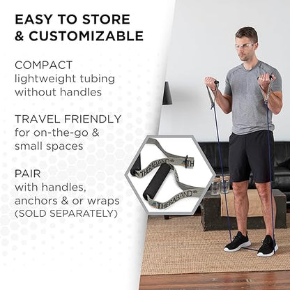 THERABAND Resistance Tubes, Advanced Set, Blue & Black, 5 ft Latex Tubing, Home or Clinic Use, Cut-to-Fit, Color-Coded Resistance Bands for Upper & Lower Body Workouts