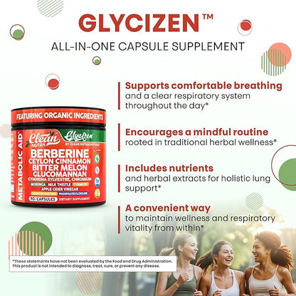 Clean Nutra Berberine and Ceylon Cinnamon Supplement Bitter Melon Glucomannan Gymnema Sylvestre Chromium Moringa Milk Thistle Turmeric Apple Cider Vinegar Digestive Enzymes Inositol Pills 90 Capsules
