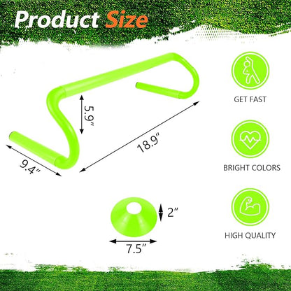 10 Pcs 6" Speed Agility Training Hurdles with 6 Marker Cone Durable Detachable Training Equipments Plyometric All Speed Hurdle for Athletes Soccer Basketball Football Practice