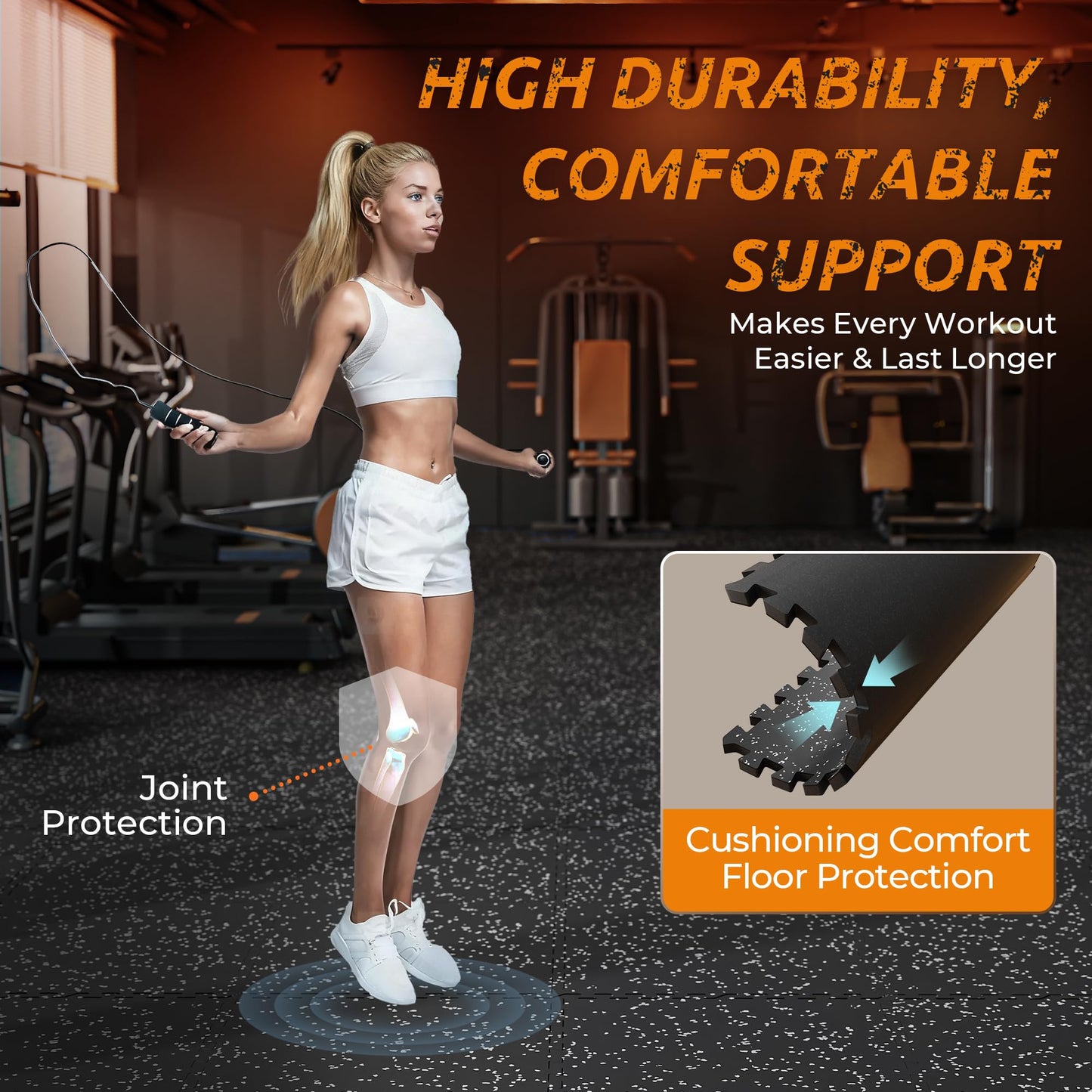 PRAISUN 0.6" Thicker Rubber Top 48 Sq Ft Gym Flooring for Home Gym