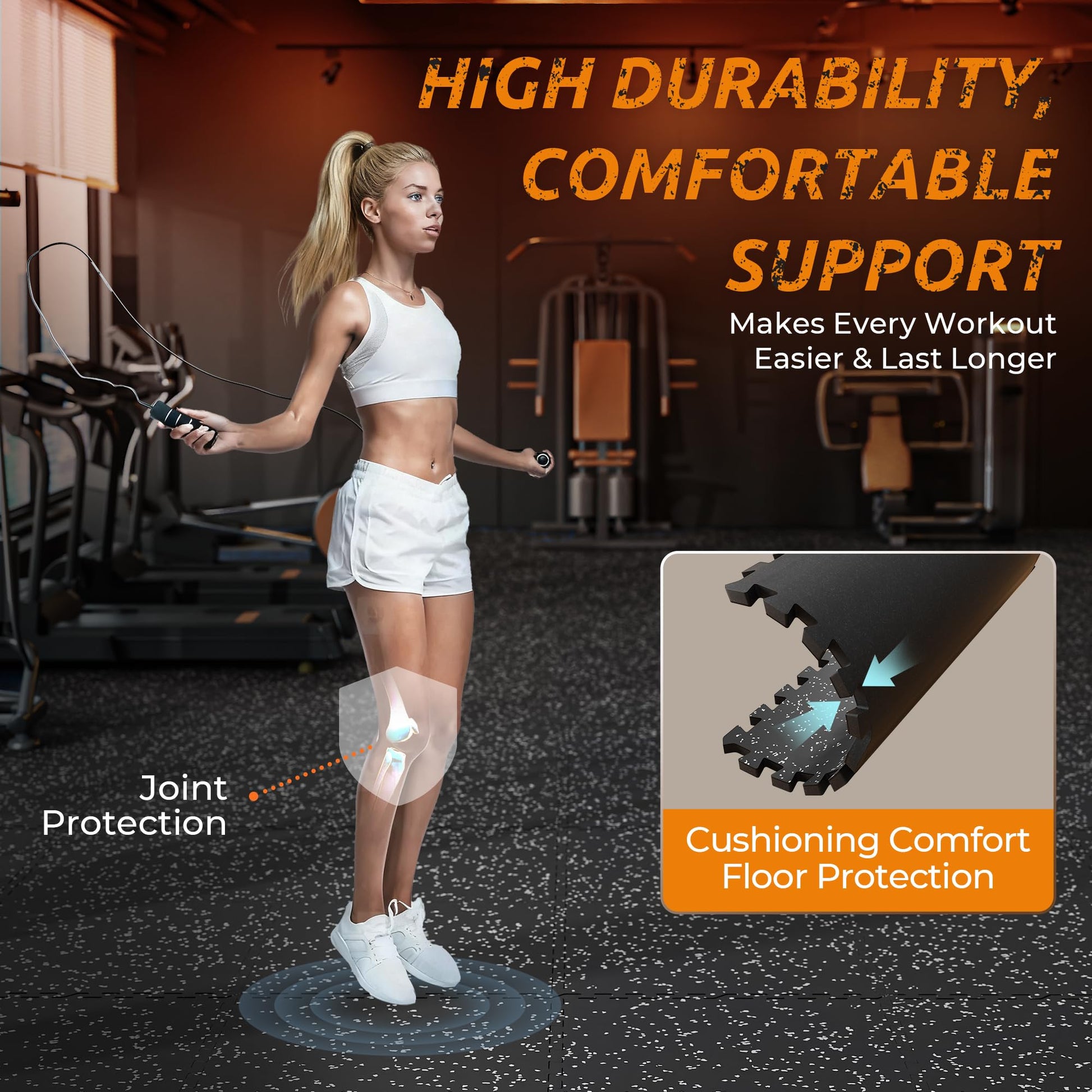 PRAISUN 0.6" Thicker Rubber Top 48 Sq Ft Gym Flooring for Home Gym