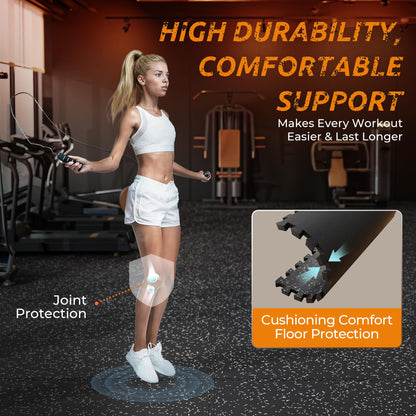 PRAISUN 0.6" Thicker Rubber Top 48 Sq Ft Gym Flooring for Home Gym