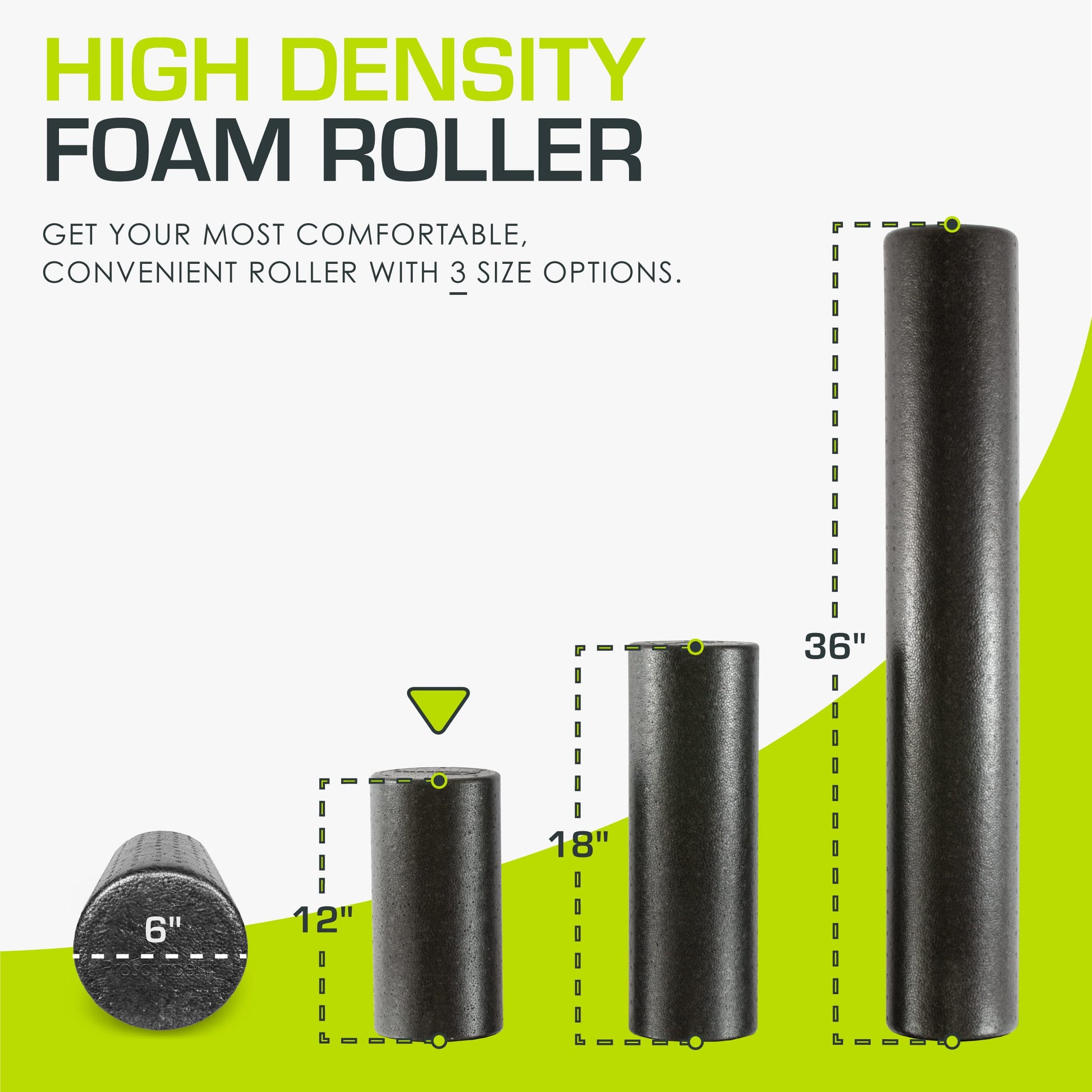 ProsourceFit High Density Foam Rollers 12 - inches long, Firm Full Body Athletic Massage Tool for