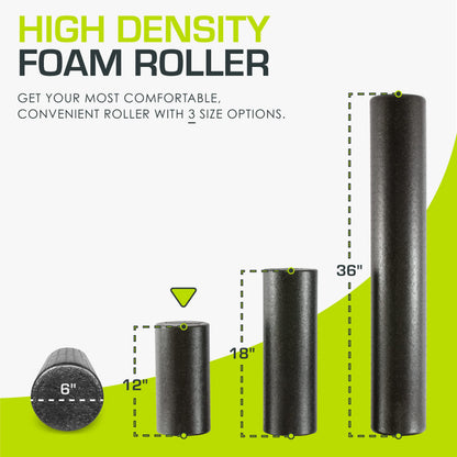 ProsourceFit High Density Foam Rollers 12 - inches long, Firm Full Body Athletic Massage Tool for