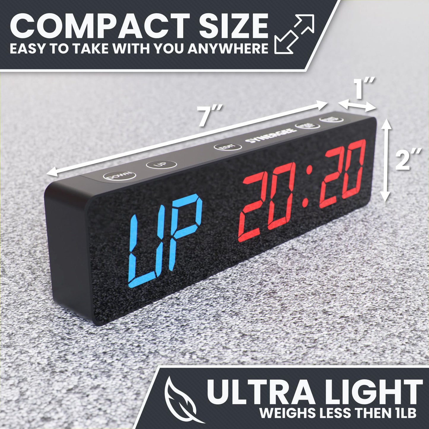 Synergee Magnetic Gym Timer – LED Display Interval Timer