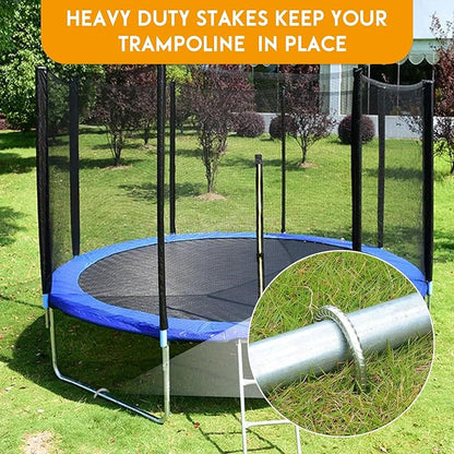 Trampolines Wind Stakes Heavy Duty U Type Sharp Ends 12inch Safety Ground Anchor Galvanized Steel for Soccer Goals, Camping Tents and Huge Garden Decoration (Trampoline Stakes 4pcs)