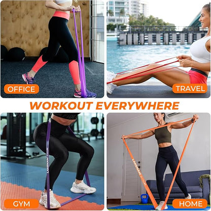 Resistance Bands Set, Exercise Workout Pull Up Assistance Bands with 6 Resistance Levels, Muscle Training Straps for Fitness, Working Out, Body Stretching, Physical Therapy, More