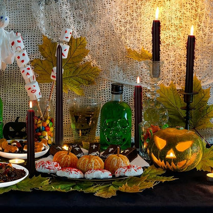 Set of 8 Halloween Bleeding Taper Candles 10 inch Black Taper Candles,Tears Taper Candle for Gothic Halloween Decoration