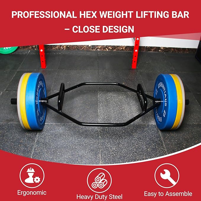 Olympic 2-Inch Hex Weight Lifting Trap Bar with Long and Rotating Sleeves, 500-Pound Capacity, Open and Close Design