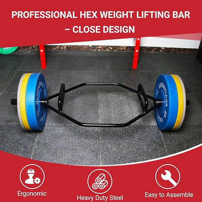 Olympic 2-Inch Hex Weight Lifting Trap Bar with Long and Rotating Sleeves, 500-Pound Capacity, Open and Close Design