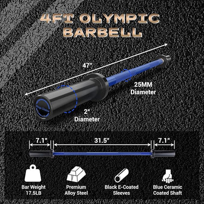 Barbell Bar for Weightlifting - 7FT Heavy Duty (1500LB/700LB), 4FT Short (500LB), 47" EZ Curl Bar - Fits 2" Standard Plates - Home Gym Strength Training