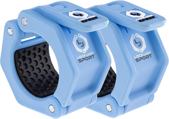 Lock-Jaw Sport Olympic Barbell Collar - Quick Release Barbell Clamp (Light Blue)