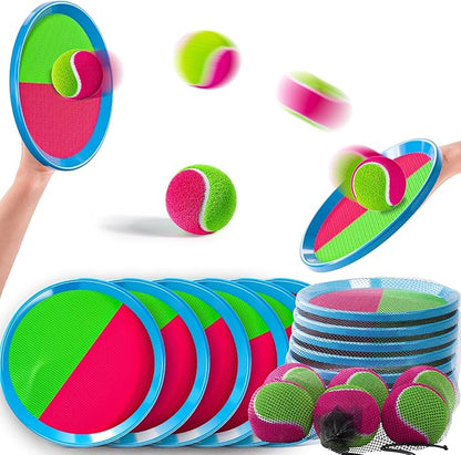 Toss and Catch Ball Game Set, Beach Outdoor Toys for Kids Boys with Paddle, Balls and Storage Bag, Yard Backyard Outside Indoor Toys Games Gifts for Kids Boys Girls Ages 3 4 5 6 7 8 9 10