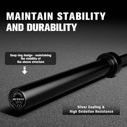 RitFit Elite 7ft Olympic Barbell, 500lbs — Black