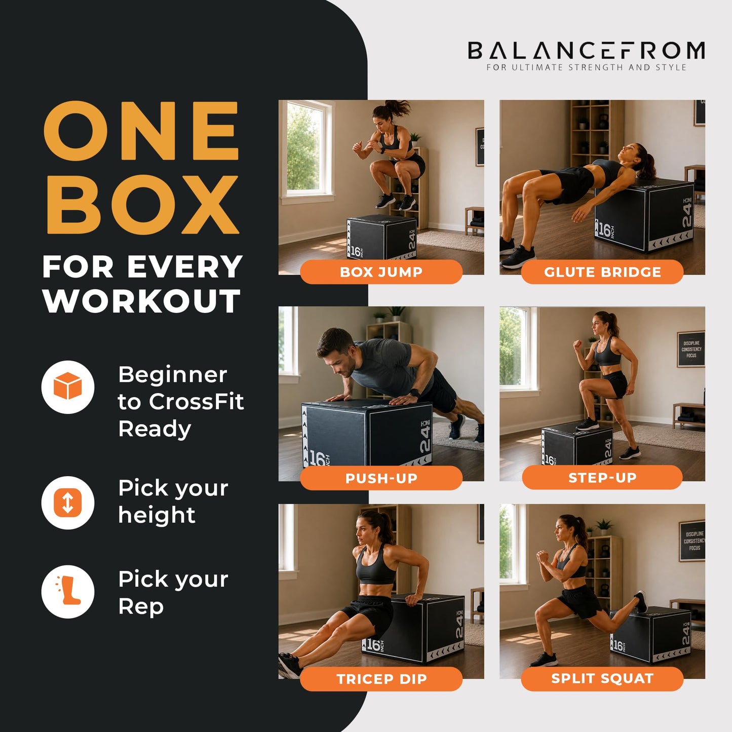 BalanceFrom 3-in-1 Foam Plyometric Jump Box for Home Gym with Multiple Height Options – Versatile