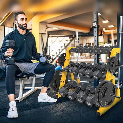 "Kipika Heavy Duty 3 Tier Dumbbell Rack Multifunctional, Weight Rack for Dumbbells, Home Gym Equipment, Suitable for Storage of Dumbbell, Kettle Bell, Barbell Plate, Barbell Bar"