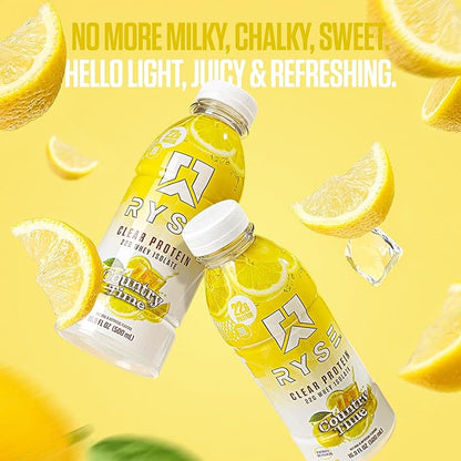 RYSE Clear Protein Shake - Country Time Lemonade - 100 Calories, 22g Whey Isolate Protein, Sugar-Free, 0g Fat & Lactose-Free - Refreshing Ready-to-Drink Beverage - 16.9 fl oz Bottles (12-Pack)