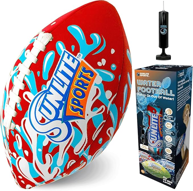 Sunlite Sports Waterproof Football for Lawn Backyard Pool Beach Lake Park Water Toy, Outdoor Play, for Kids Children Teens Adults, Family Fun