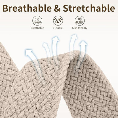 Braided Band Compatible with Fitbit Versa 4 Bands for Woman/Versa 3/Sense 1/Sense 2 Band, Magnetic Clasp Fabric Nylon with Designer Interlock Buckle Straps for Fitbit Versa4/3/Sense1/2