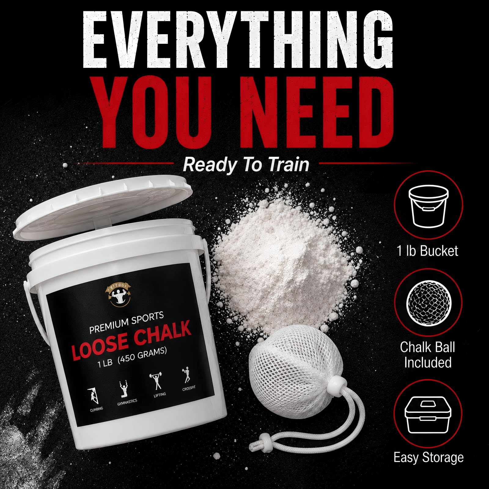 TITGGI 1 lb Gym Chalk Bucket with Chalk Ball, Pure Magnesium Carbonate