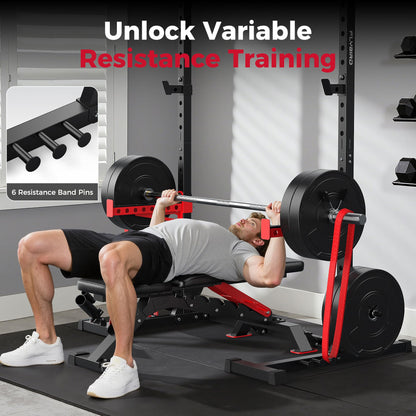 FLYBIRD SR1 Squat Rack with Pull-Up Bar, Multi-Functional Power Rack for Home Gym, 22 Safety