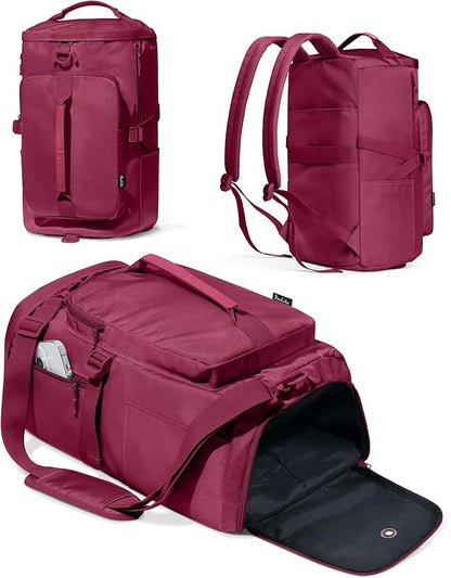 Gym Bag for Women Workout Gym Backpack with Shoe Compartment Sports Duffel Bag Multiple Pockets 30L (Rose Red)