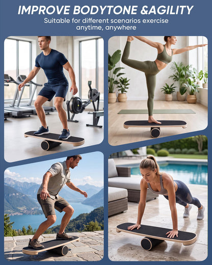 yflingjie Balance Board for Adults, Surf Trainer with Wooden Roller