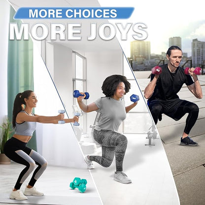 Yes4All Vinyl Hexagon Dumbbell - Dumbbells Set of 2 Hand Weights for Home Gym & Strength Training (2-15 lbs Weight Options)