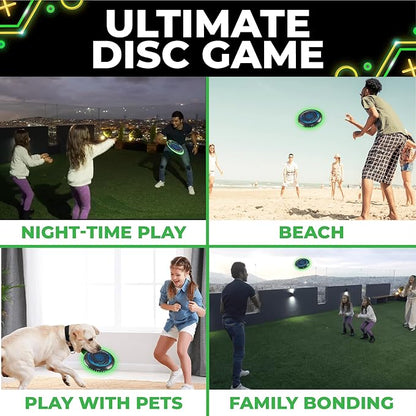 Toysery LED Light Up Fresbee - Glow in The Dark Fresbee for Kids and Adults, Flying Disc Adventure for Day and Night - Easy to Use Ideal for Camping Game