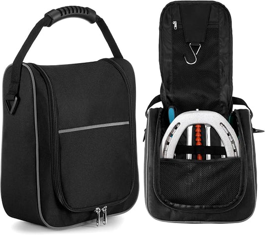 Abbylike Compact Horseshoe Carrying Bag 11 x 10.5 x 4 Inch Horseshoe Set Bag Tournament Quality Carrying Storage Case for Outdoor Lawn Game Outside Game, Forged Steel Horseshoes Storage