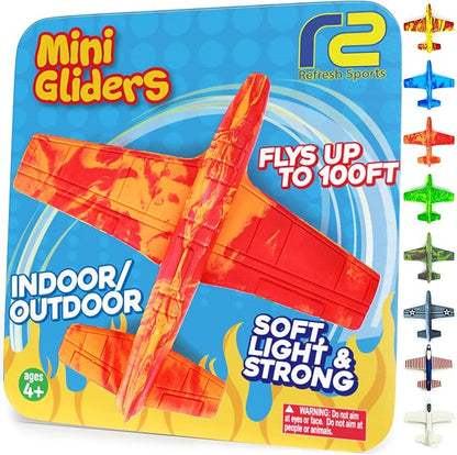 Airplane Toy Foam Glider Plane for Kids - Best Outdoor Toys for Boys & Girls - Kids Stocking Stuffers for Boys & Fun Flying Gliders Easy Throwing Air Planes - Great Gifts for Age 4 5 6 7 8 9 Year Olds