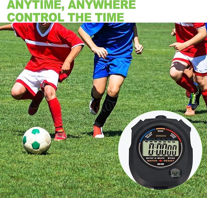2 Pack Multi-Function Digital Stopwatch Timer, Large Display with Date, Time, and Alarm, Ideal for Sports, Coaches, Fitness, and Referees