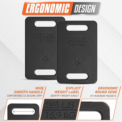Yes4All Ruck Weight Plate, Cast Iron Rucking Plates with Wide Grip for Swings, Squat, Strength, Weighted Vest Training - Multiple Rucking Weights: 10LB to 45LB