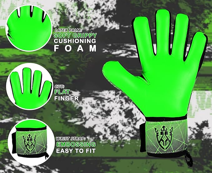 Soccer Goalie Goalkeeper Gloves for Kids Boys Youth & Adult,Latex Strong Grip Palms with Removable Finger Spines Protection Children Football Gloves for Training/Match(Sizes 5-10,6 Styles)