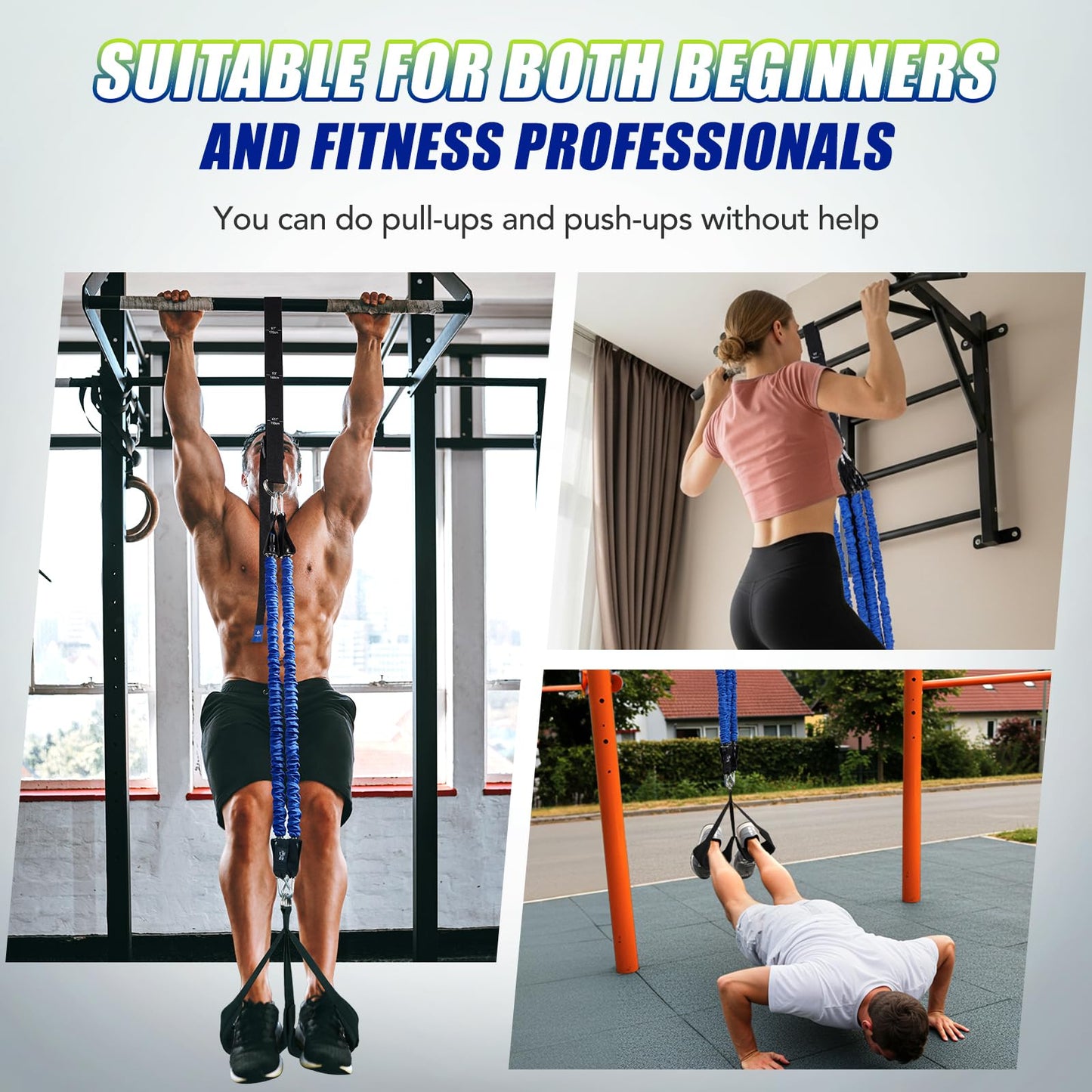 ALongSong Pull Up Assistance Bands with Foot Support Pedal - Upgraded Heavy Duty Resistance Bands