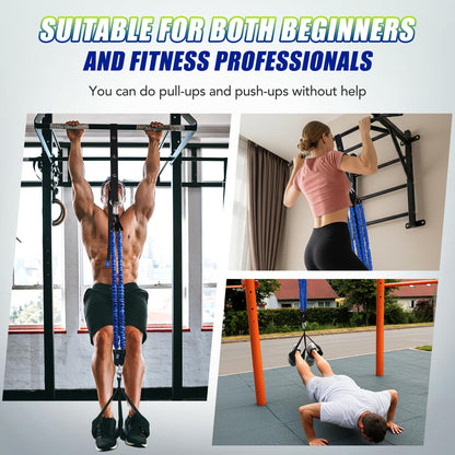 ALongSong Pull Up Assistance Bands with Foot Support Pedal - Upgraded Heavy Duty Resistance Bands