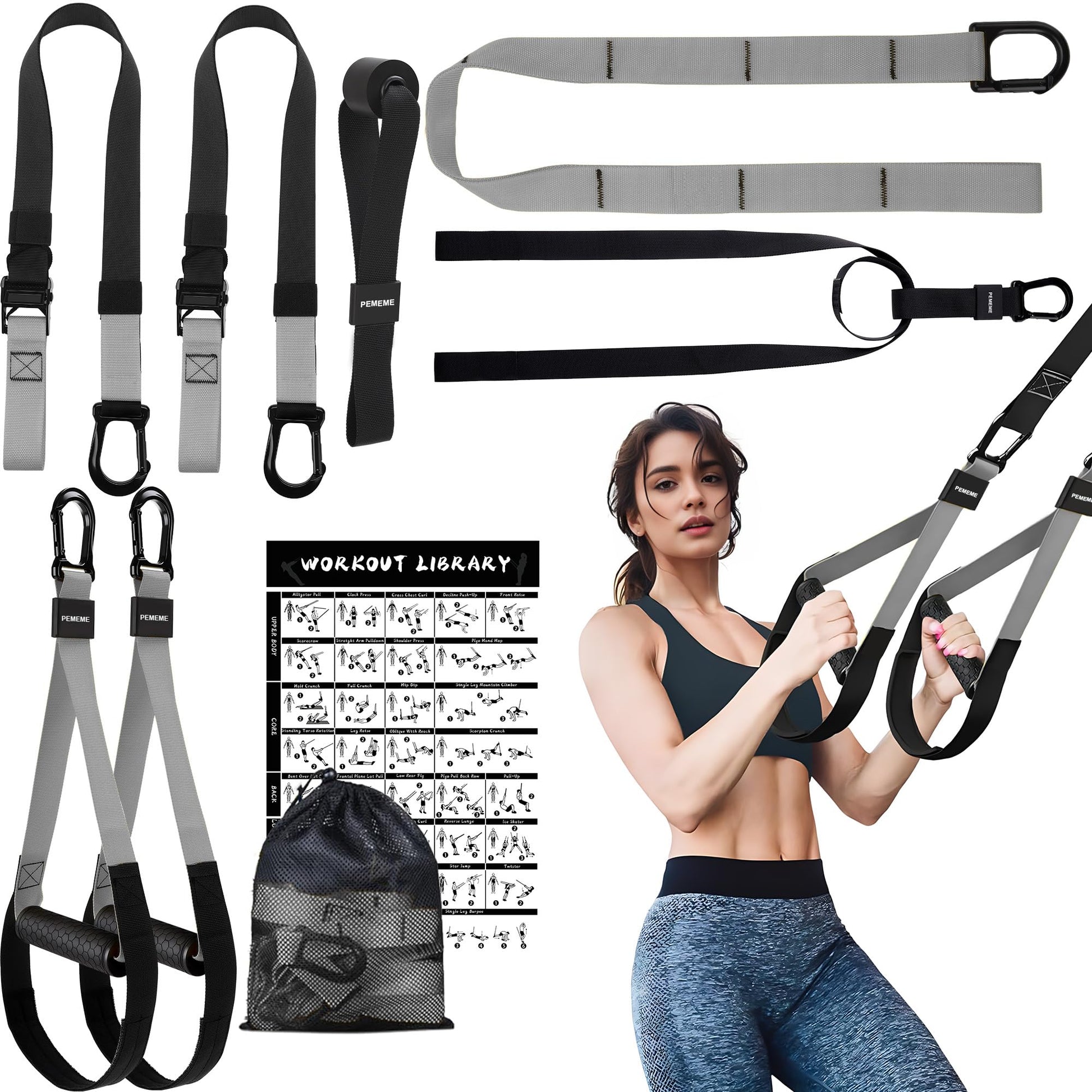 Home Resistance Training Kit with Adjustable Suspension Straps for Workouts