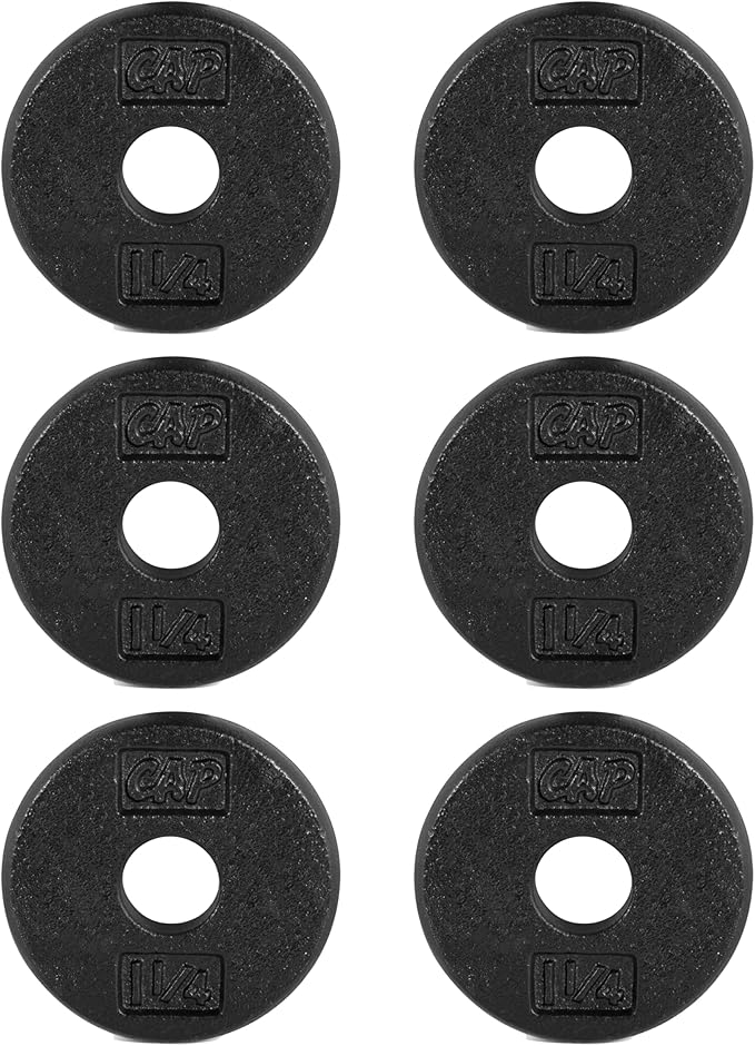 CAP Barbell Standard 1-Inch Cast Iron Weight Plates - Singles & Sets | 1.25-50 lbs | Multiple Options
