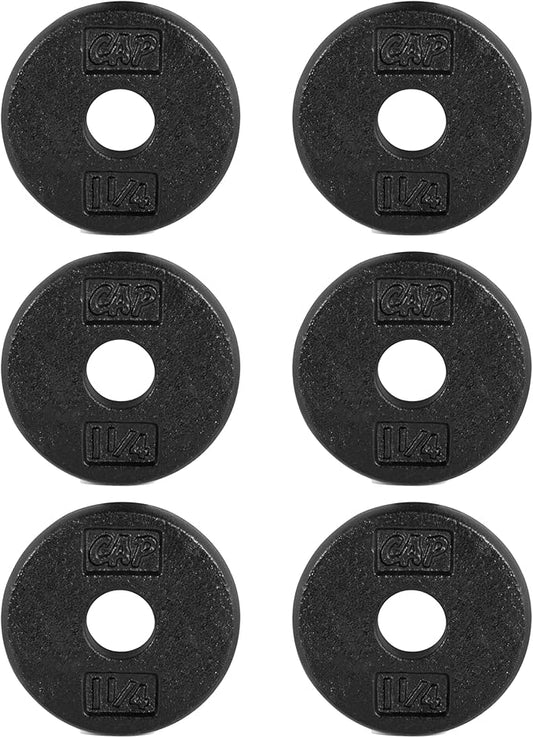 CAP Barbell Standard 1-Inch Cast Iron Weight Plates - Singles & Sets | 1.25-50 lbs | Multiple Options