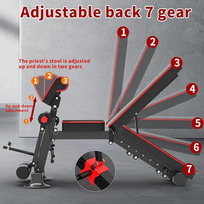 Adjustable Weight Bench,Utility Workout Bench Foldable Incline Decline Benches for Home Gym Full Body Workout,Load 600LBS