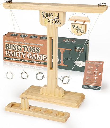 Ring Toss Game for Adults, 3-Second Instant Assembly Hook and Ring Game with Sturdy Structure, XL Size(15.8’’ X 15’’) Indoor Outdoor Holiday Party Games, Fun Family Games for Backyard, Camping, Beach