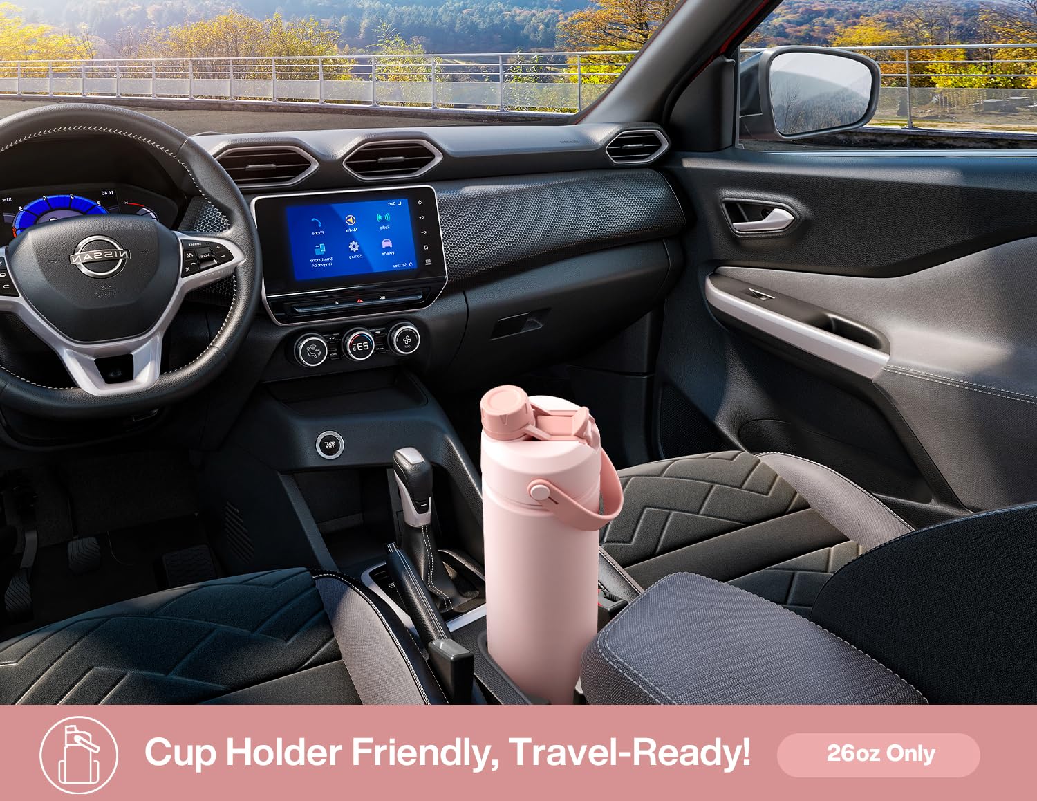 POWCAN 26 oz Insulated Water Bottle with 2-in-1 Straw and Spout Lid, Keep Cold 24H, Leak-Proof